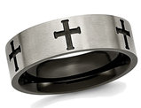 Men's Titanium Cross 7mm Brushed Wedding Band Ring